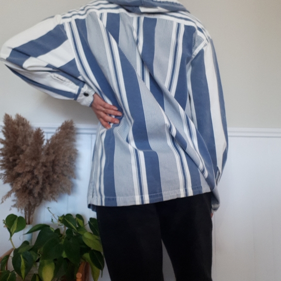 Vintage 90's striped jean shacket - Picture 8 of 10